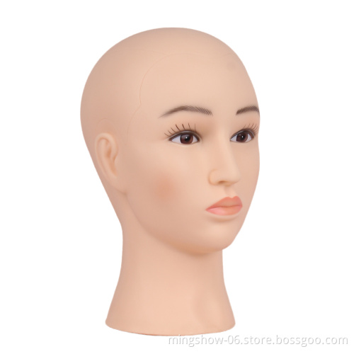 Smiling eyelash extension mannequin head with removable eyelids